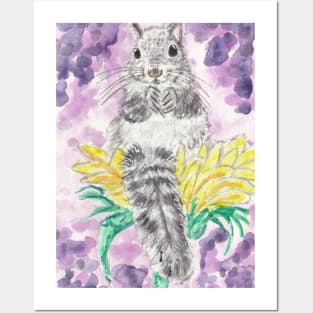 Squirrel on a flower Posters and Art